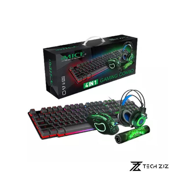IMICE GK-490 4-in-1 RGB Gaming Keyboard, Mouse, Headset & Mat Combo - Image 1